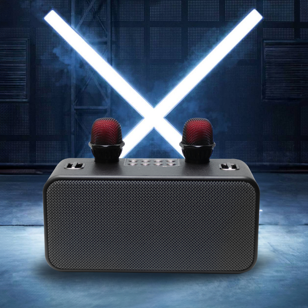 Loa bluetooth karaoke K186 kèm 2 micro không dây xách tay công xuất 20W âm thanh trầm ấm bass căng SP01 TECHHIGH
