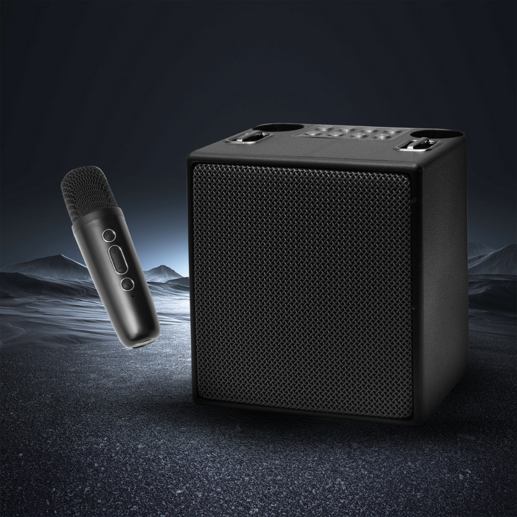 Loa bluetooth karaoke K186 kèm 2 micro không dây xách tay công xuất 20W âm thanh trầm ấm bass căng SP01 TECHHIGH