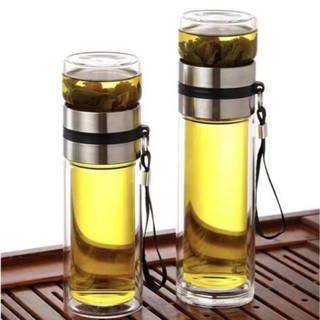 Bình thủy tinh 2 lớp lọc trà 450ml