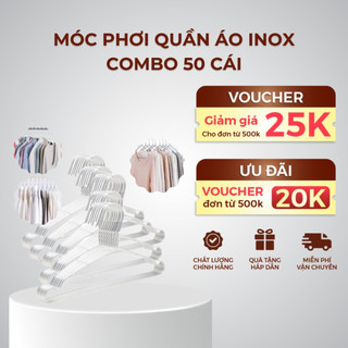 Combo 50 móc nhôm, móc inox treo quần áo người lớn, móc phơi đồ, móc quần áo người lớn cực kì chắc chắn