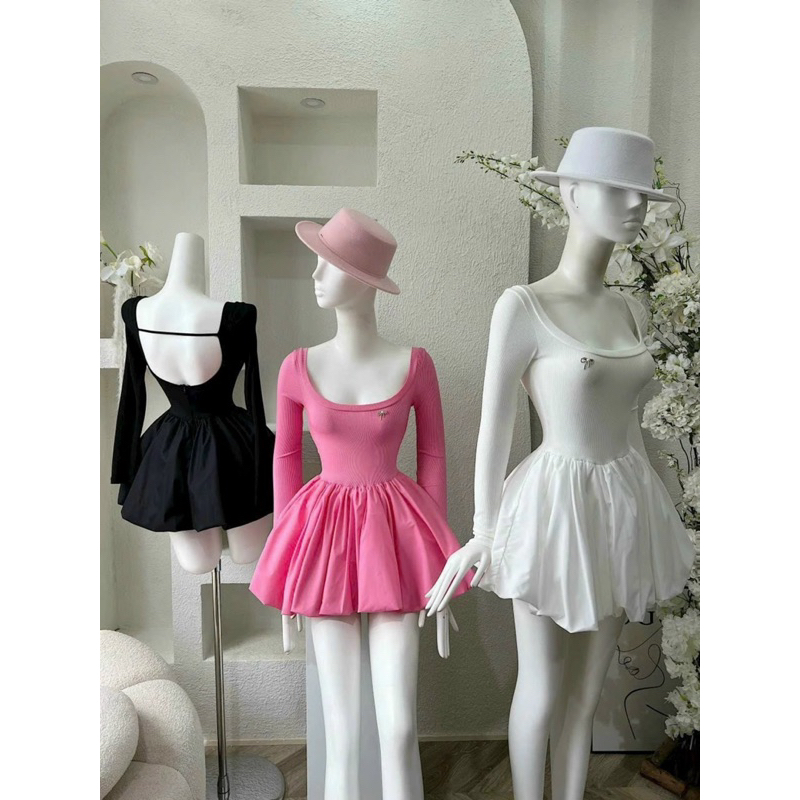 Đầm dài tay body xoè tầng dáng ngắn màu đen váy kiểu nữ tùng 3 tầng tôn dáng sang chảnh đi tiệc