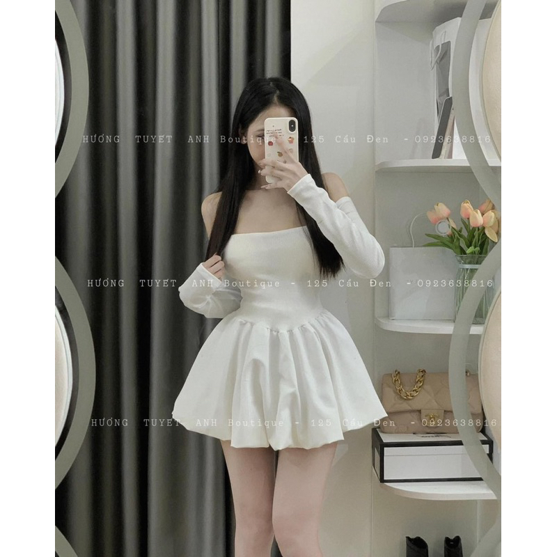 Đầm dài tay body xoè tầng dáng ngắn màu đen váy kiểu nữ tùng 3 tầng tôn dáng sang chảnh đi tiệc