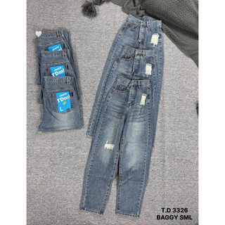 Quần baggy jean xanh nhạt ôm nhẹ jean boy rách 1 bên nhẹ