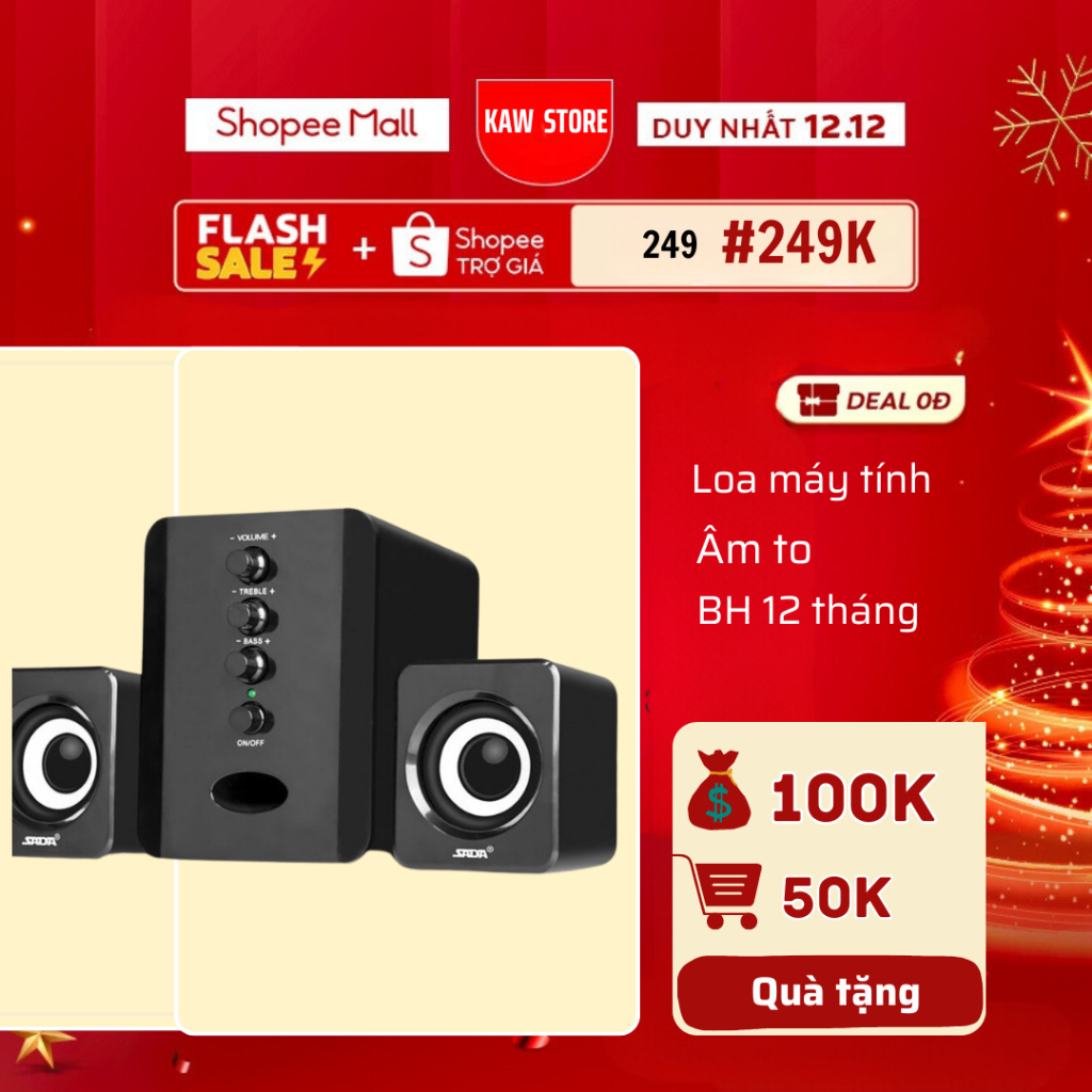 Bộ Loa Máy Tính USB KAW D202 Công Suất Lớn Bass Chuẩn, Âm Thanh Tuyệt Đỉnh-BẢO HÀNH CHÍNH HÃNG