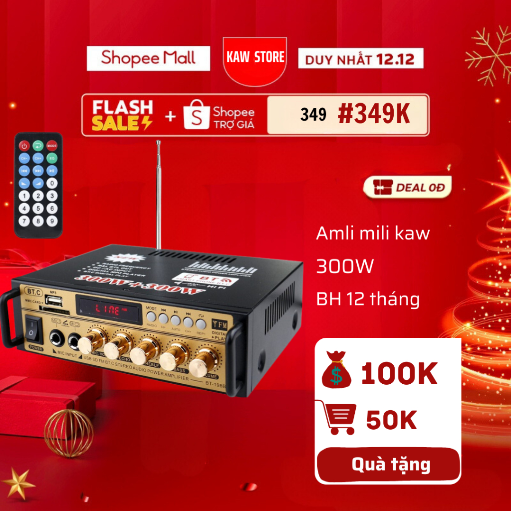 Amly Mini Bluetooth + Ghi âm BT198B-B,aamly cho gia đình, bảo hành chính hãng