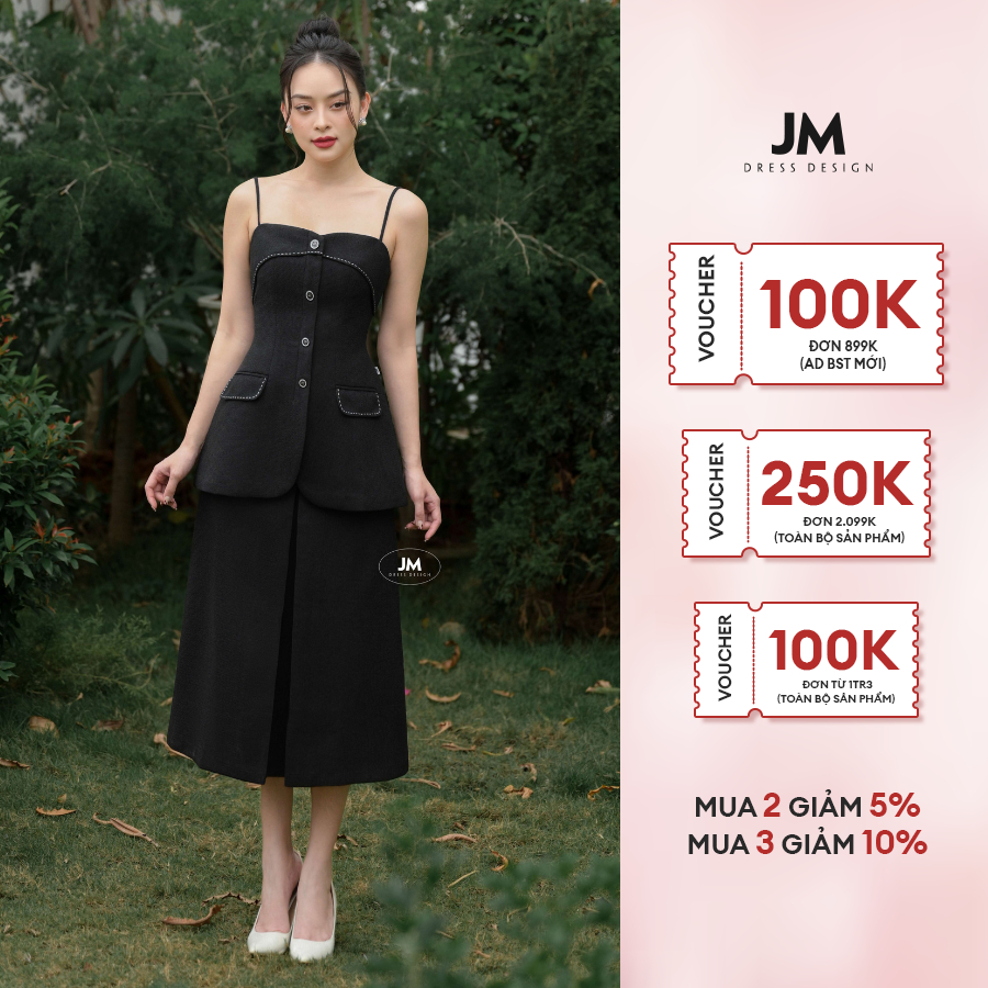 JM Dress Dresgin - Chân váy cài khuy ly súp giữa 4L21.2212TW
