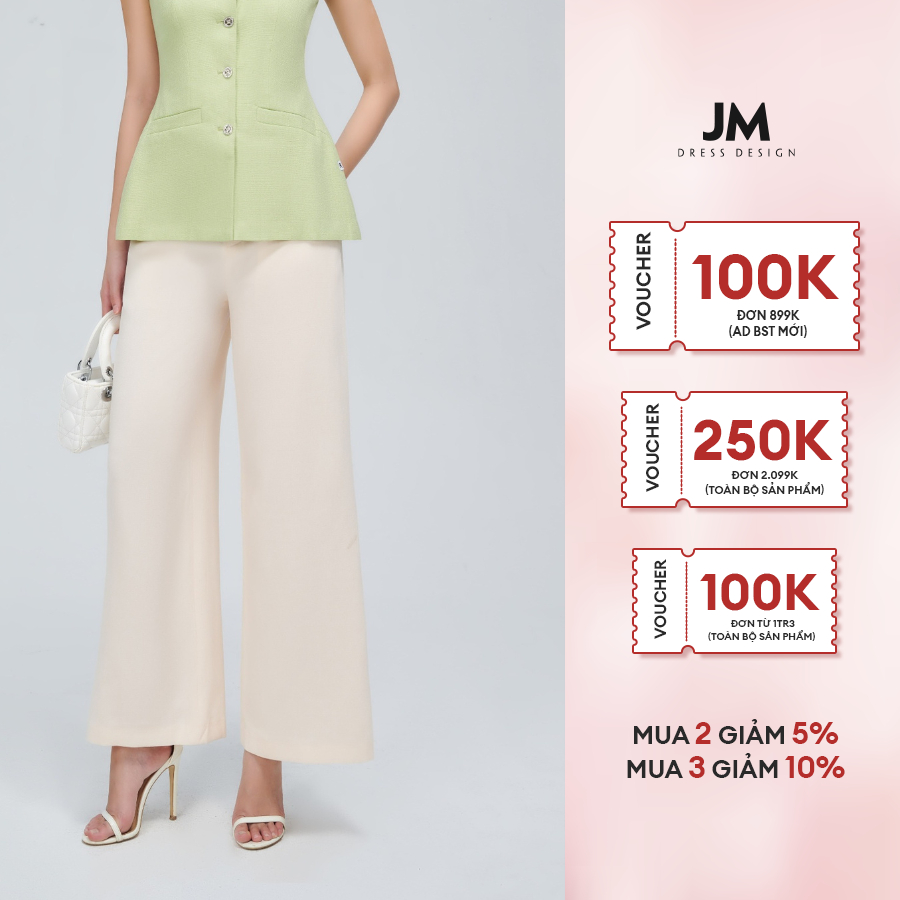 Quần dài thiết kế JM Dress Design ống rộng, chất liệu cao cấp, có đọ bền cao, màu sắc nhẹ nhàng 3P13.2206KT