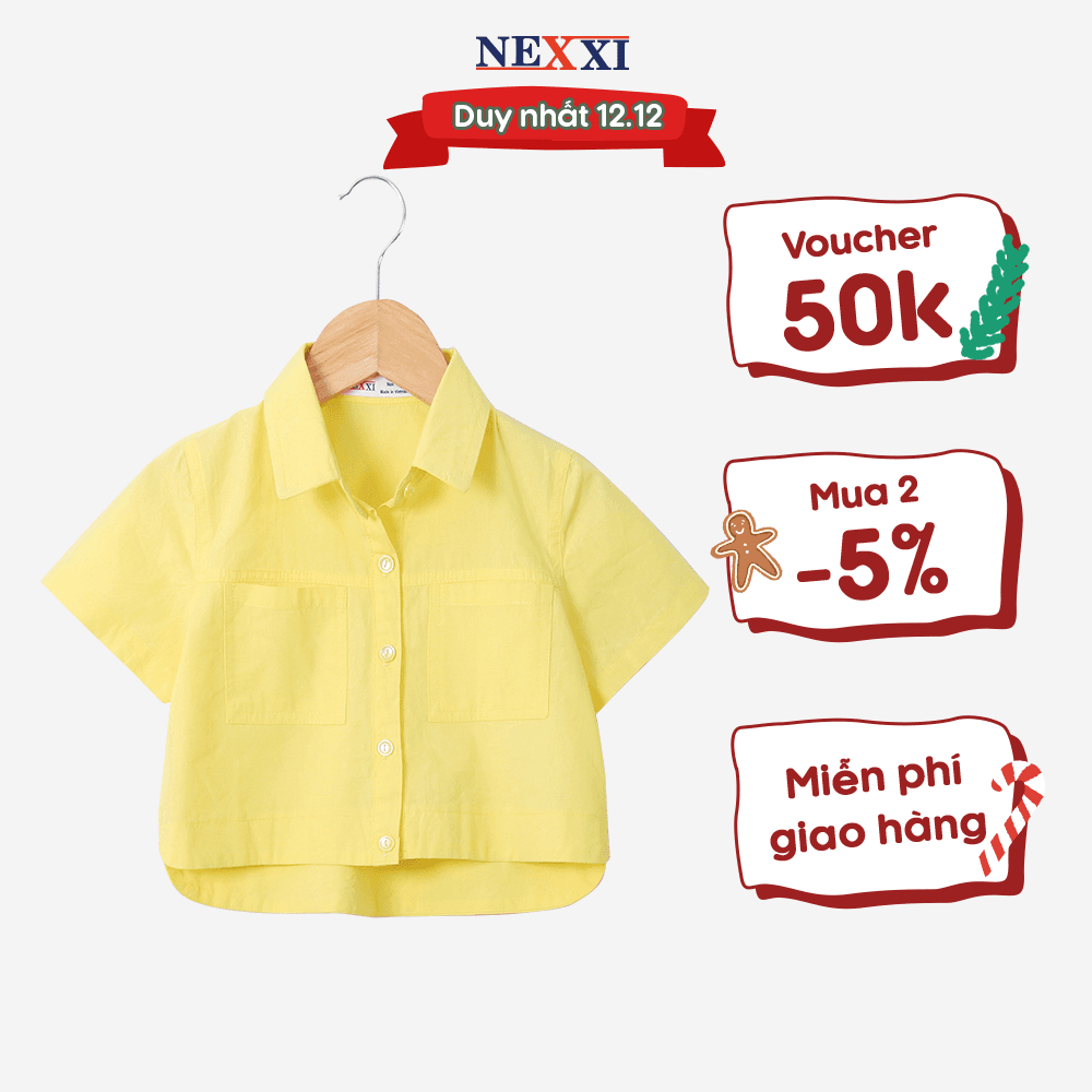 Áo Sơ Mi Croptop Ngắn Tay Cho Bé Gái