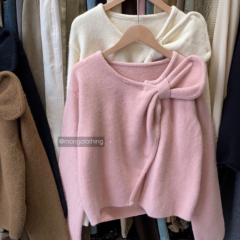 Áo len nơ khuy bấm qccc