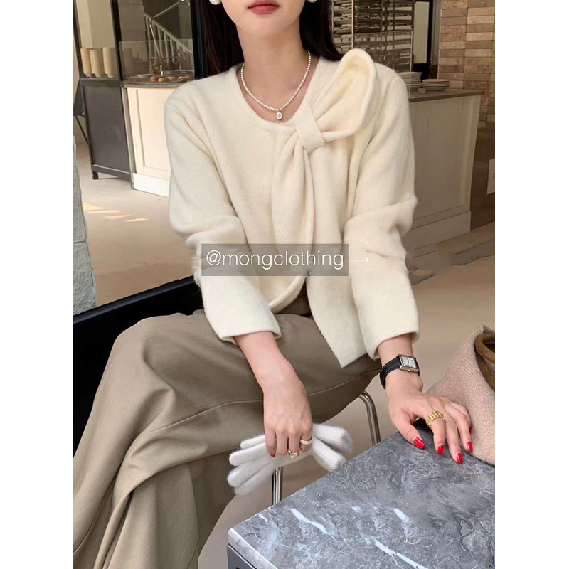 Áo len nơ khuy bấm qccc