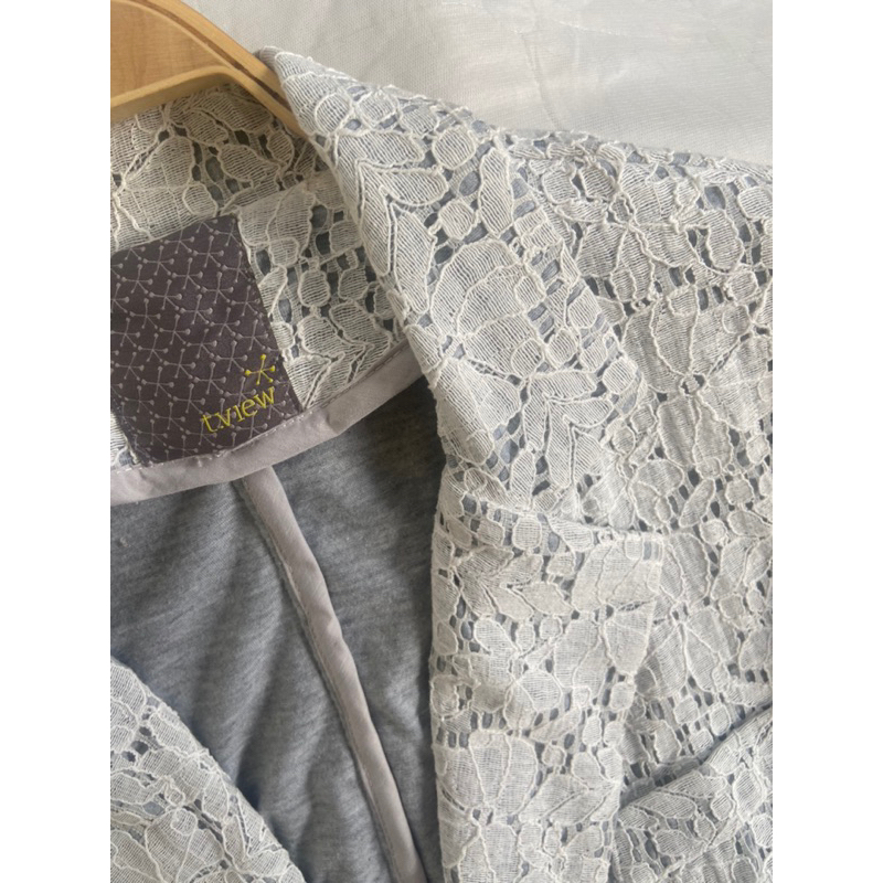 Áo khoác blazer M478 form suông chất ren hoa lót thun 2hand Hàn si ảnh thật