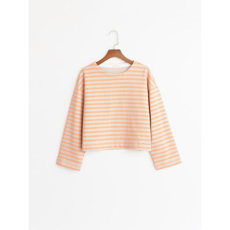 Áo sweater nỉ dài tay kẻ ngang dáng lửng MADELEN