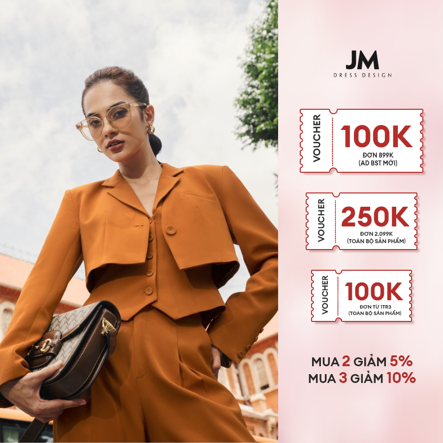 Áo Blazer JM Dress Desgin croptop tay dài cổ V 5B14.2208PL