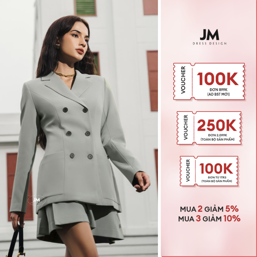 Áo Blazer JM Dress Desgin peplum cổ chồng cao 5B09.2207PL