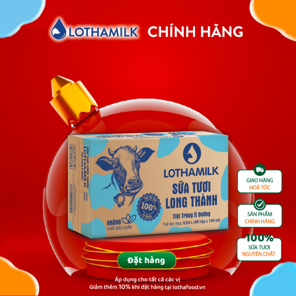 Thùng 48 hộp sữa tươi tiệt trùng Lothamilk 110ml