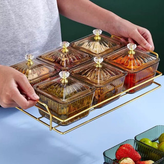 (TẶNG KHAY ) Khay đựng bánh kẹo Tết hộp đựng bánh kẹo mứt Tết bằng THUỶ TINH sang trọng cao cấp