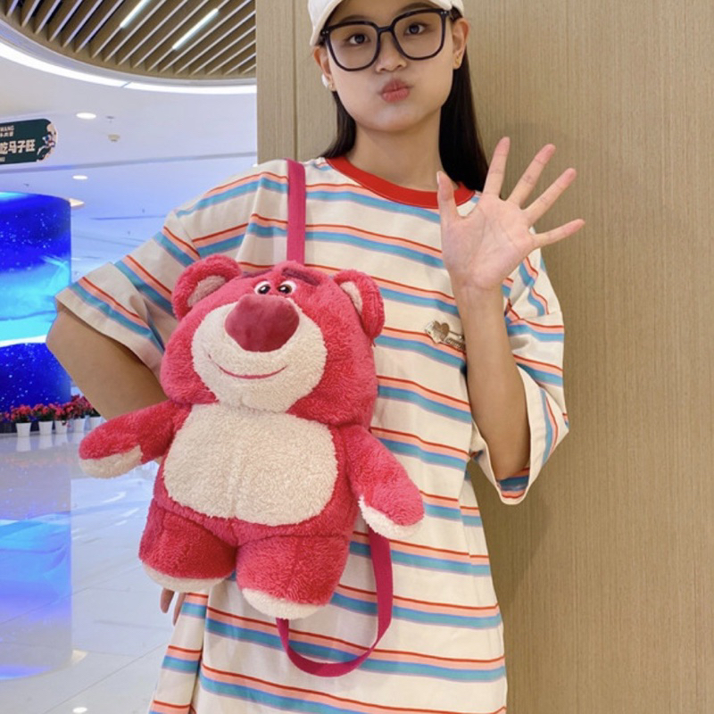 Balo , Túi Đeo Vai Gấu Nhồi Bông Hình Gấu Dâu Lotso Đáng Yêu Dễ Thương