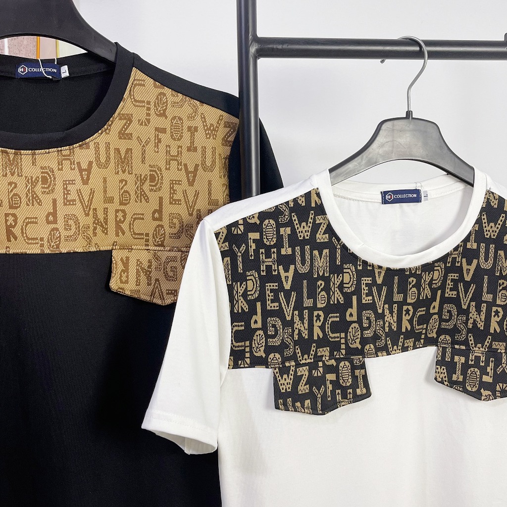 Áo thun nam nữ cổ tròn tay ngắn phối dây cổ in logo LV, TIMOTY,  áo chất cotton thoáng mát thời trang hot trend giá tốt.