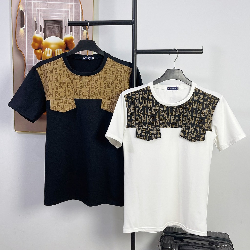 Áo thun nam nữ cổ tròn tay ngắn phối dây cổ in logo LV, TIMOTY,  áo chất cotton thoáng mát thời trang hot trend giá tốt.