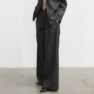 Quần suông nữ ống rộng xếp ly cạp lửng xẻ V tôn dáng gấm vóc  - quần “bồ kết”