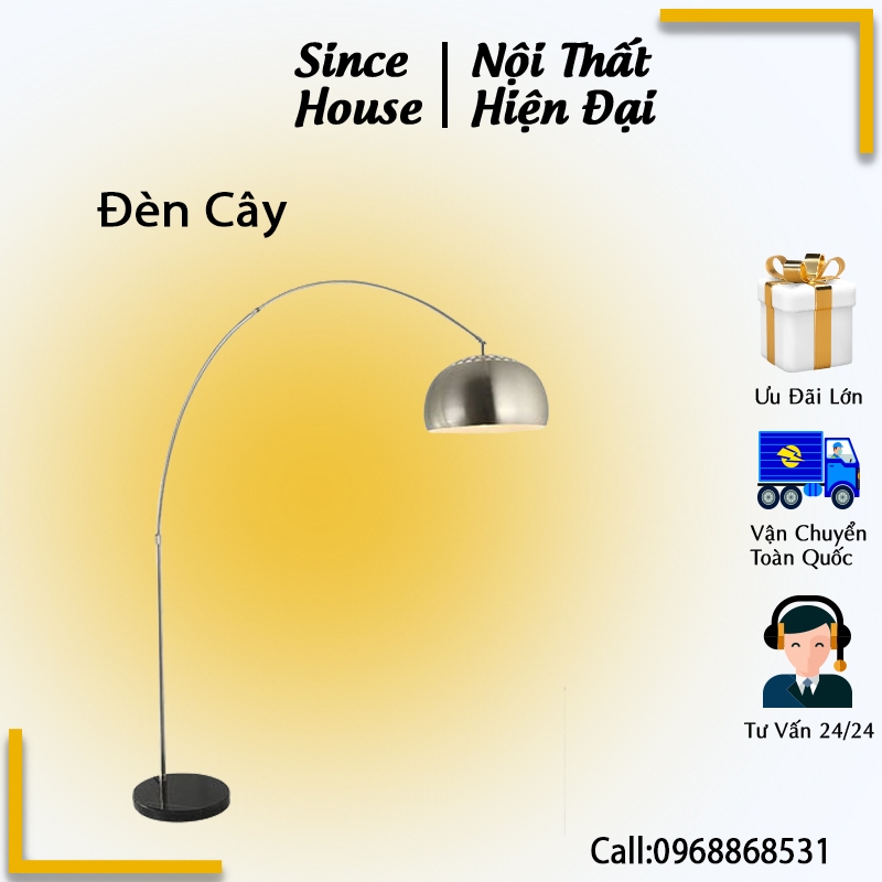 Đèn cây phòng khách, đèn chụp trang trí đa năng chân đá cao cấp