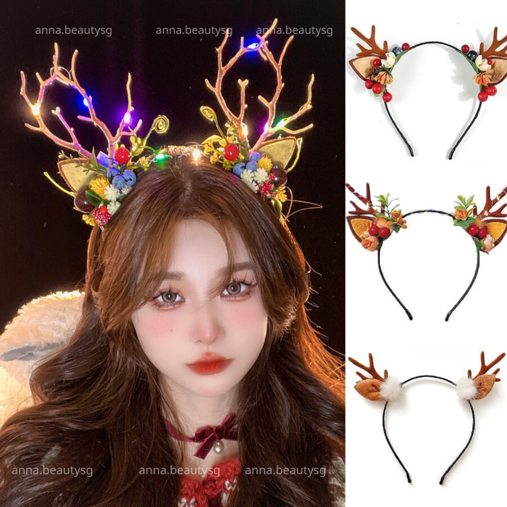 Cài tóc Noel tuần lộc dễ thương cao cấp, bờm noel cho bé và người lớn dịp Giáng Sinh, băng đô Noel đáng yêu