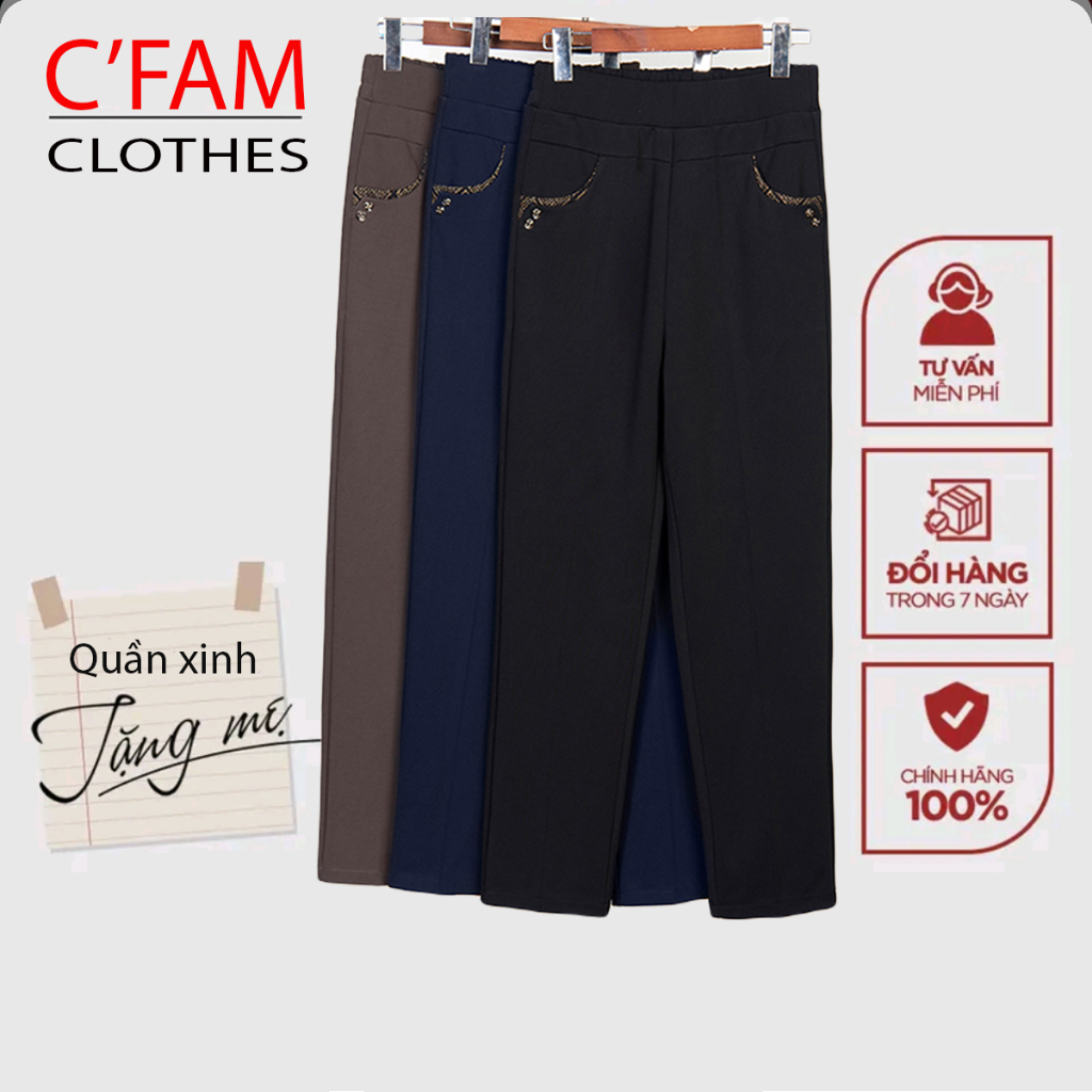 Quần tây nữ trung niên C'FAM, quần âu nữ form đứng công sở, kiểu dáng bassic, né túi sang chảnh GSQ10
