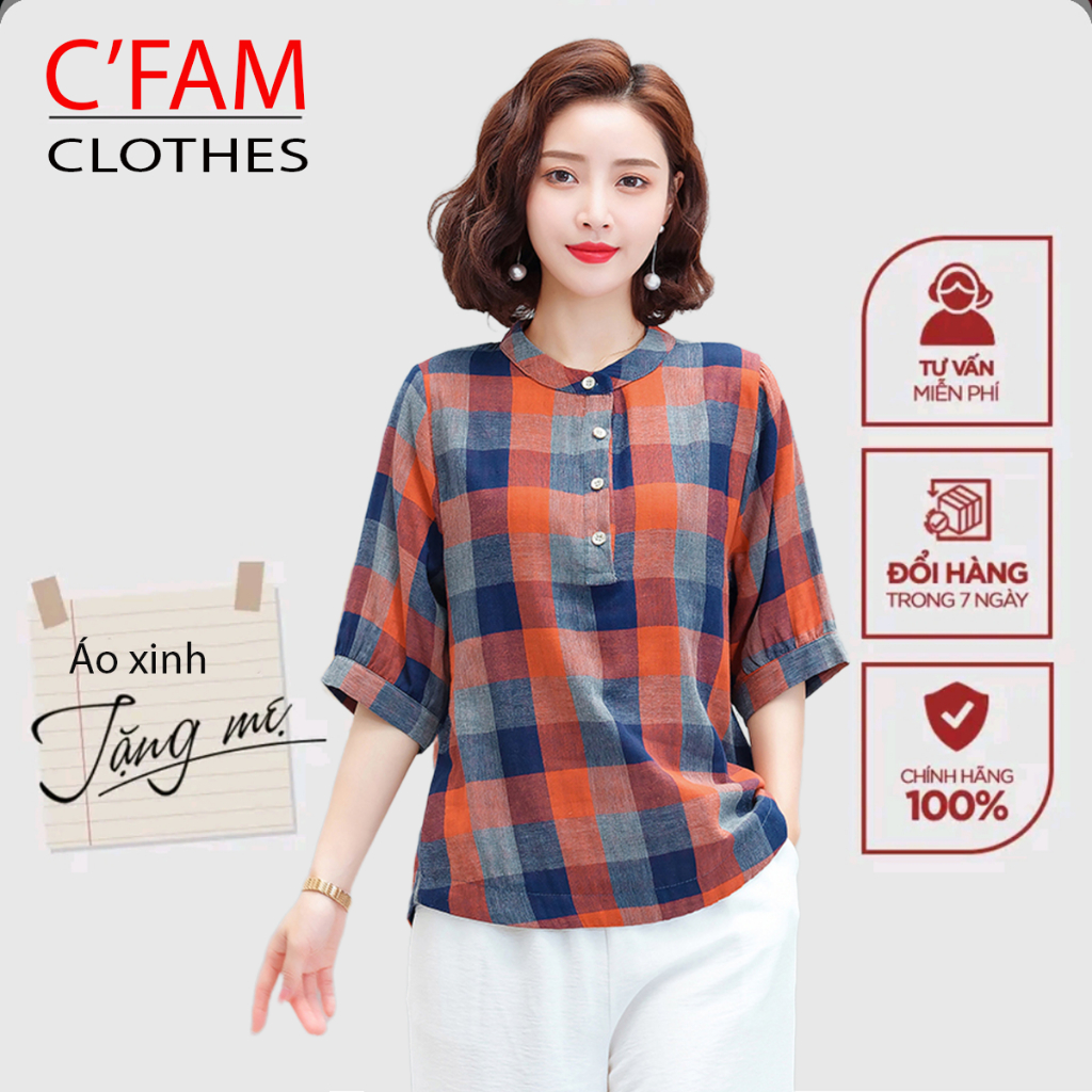 Áo nữ trung niên C'FAM áo Nữ Kiểu, đủ màu đủ size, thiết kế bassic AT27