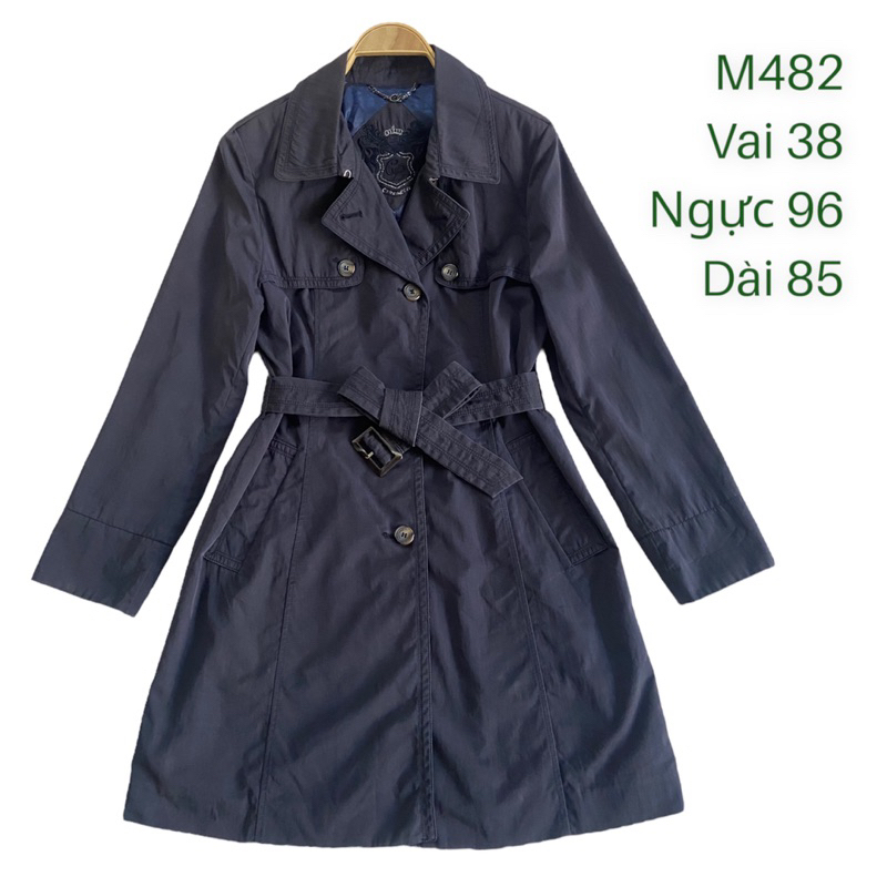 Áo khoác măng tô M482 dáng dài full nút kèm dây đai chất vải dày dặn 2 lớp 2hand Hàn si ảnh thật