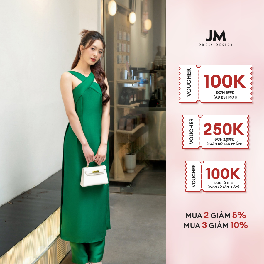 JM Dress Desgin - Áo dài cổ yếm xếp chồng 2M12.2210TF
