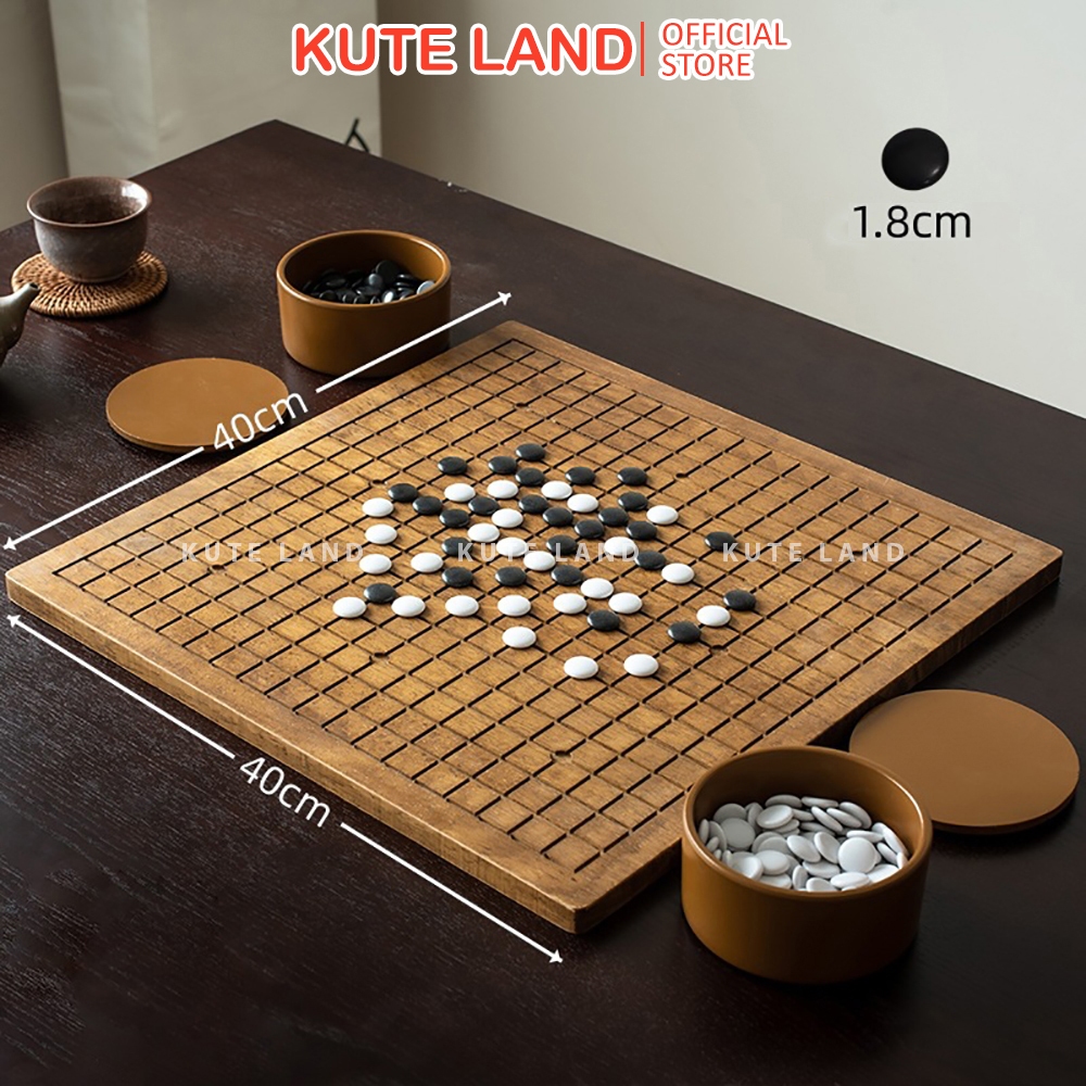 Bộ Cờ Vây Sang Trọng Bằng Gỗ Tự Nhiên 40x40x1.5 Cm 360 Quân Cờ Đen Trắng Kèm Hộp Đựng Và Túi Đựng CVAY2