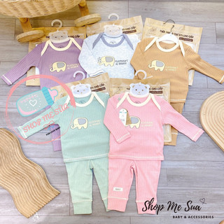 Hrnee bộ dài tay thu đông cổ trụ chất liệu sợi tre cho bé trai