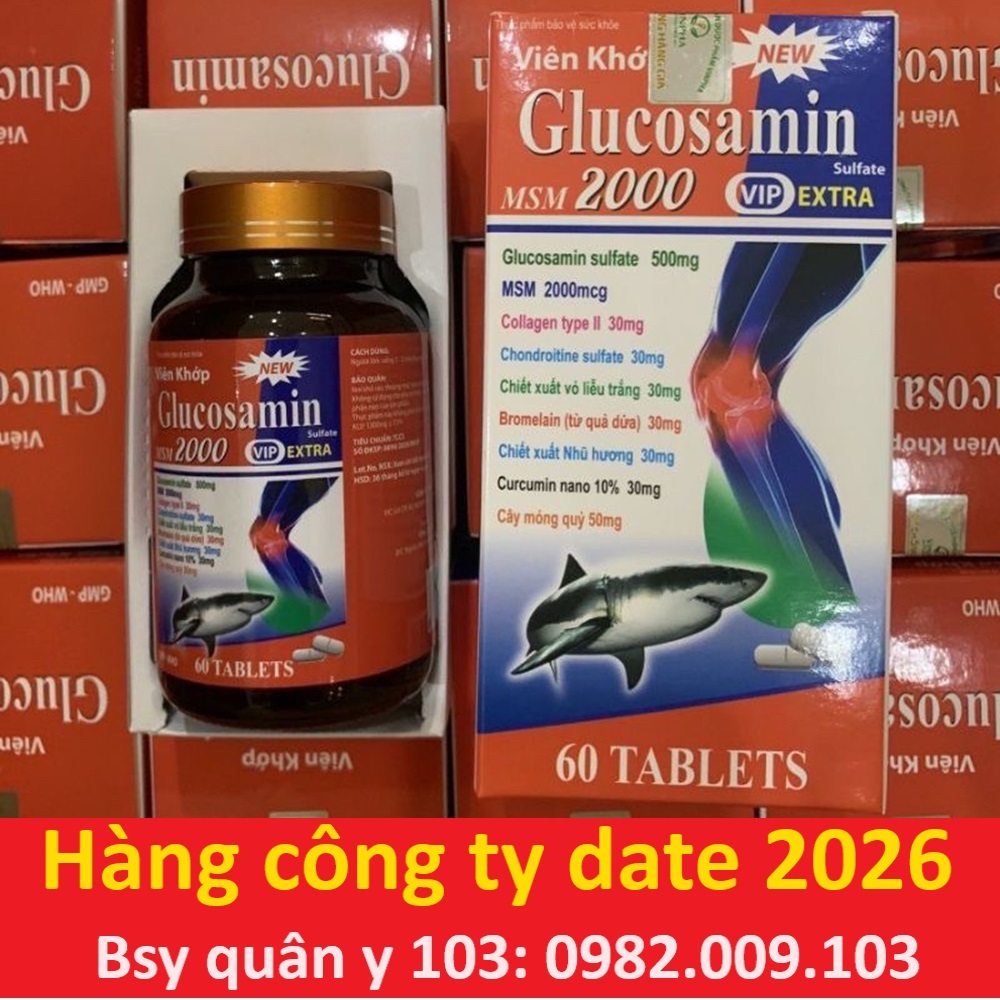 Viên khớp glucosamin msm 2000 vip extra new dưỡng khớp thoái hóa đau nhức xương khớp