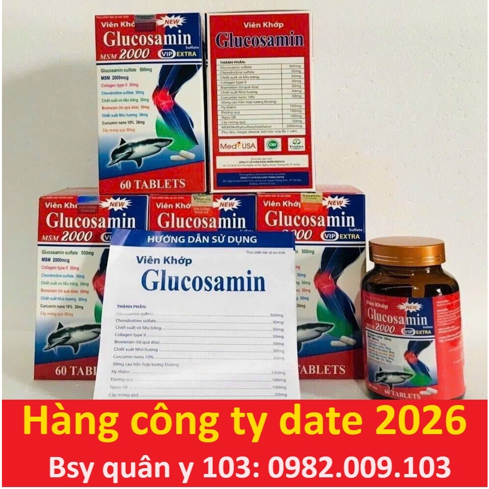 Viên khớp glucosamin msm 2000 vip extra new dưỡng khớp thoái hóa đau nhức xương khớp