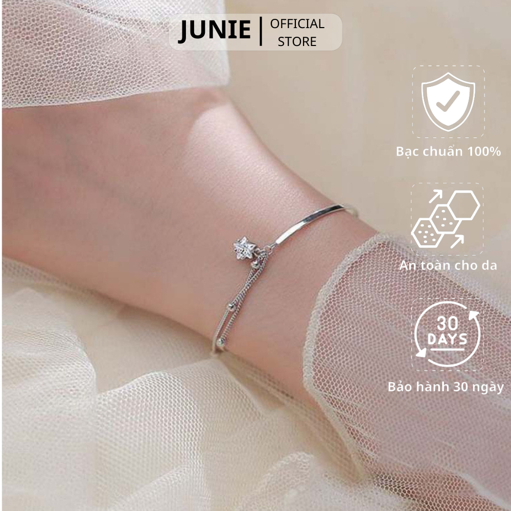 Vòng Tay Bạc JUNIE, Vòng Tay Thiết Kế Ngôi Sao Đính Đá B-ESME