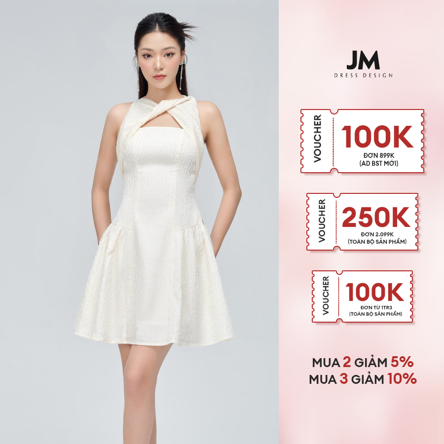 Đầm cổ ngang xoắn trẻ trung nữ tinh JM Dress Design 1S34.2208ST