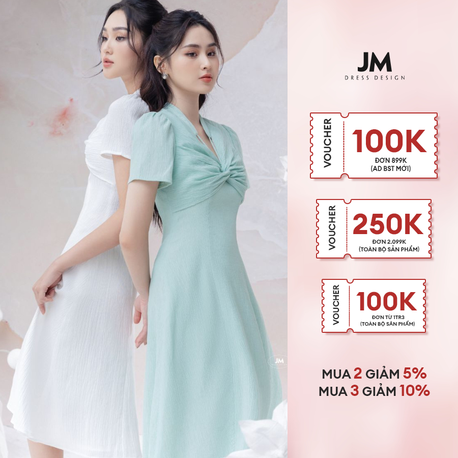 JM Dress Desgin - Đầm xoắn ngực cổ đức V 1S37.2209PL