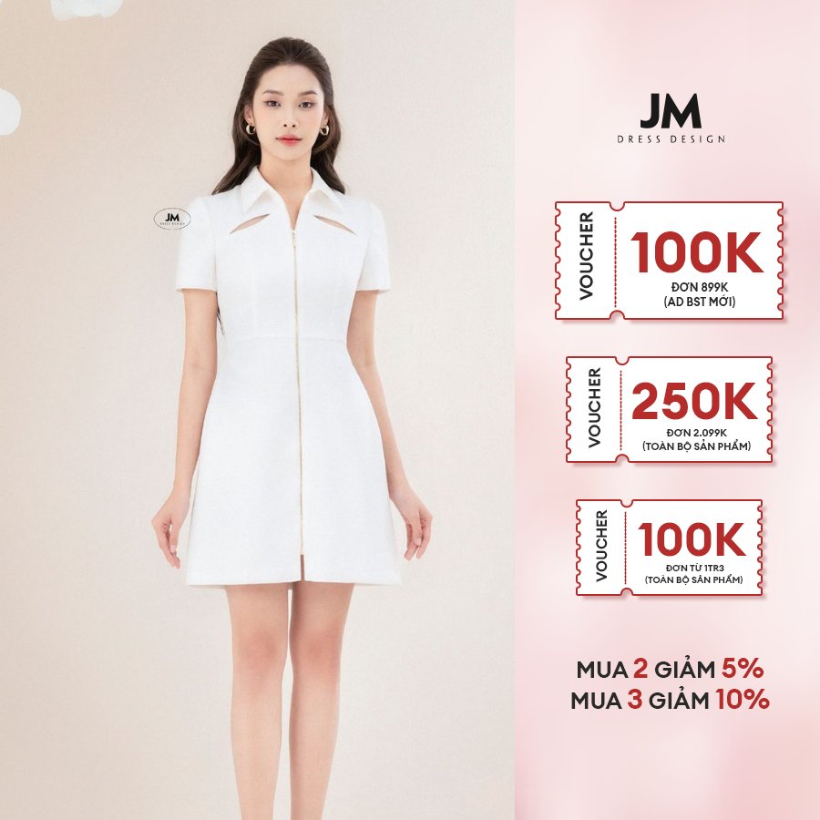 JM Dress Desgin - Đầm cổ đức khóa đồng cut out 1S45.2212TW