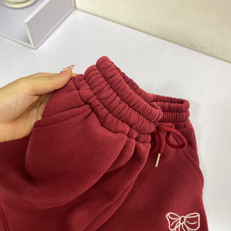 Quini.made - RIBBON SHORT- Quần Nỉ Short Đùi Thêu Nơ Chất Nỉ Cotton Lót Bông - by QUINI STORE