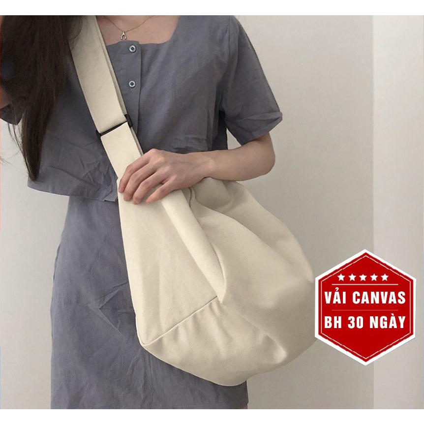 Túi đeo chéo canvas đeo chéo nữ cỡ lớn thời trang Hàn Quốc học sinh sinh viên đi học giá rẻ TX100