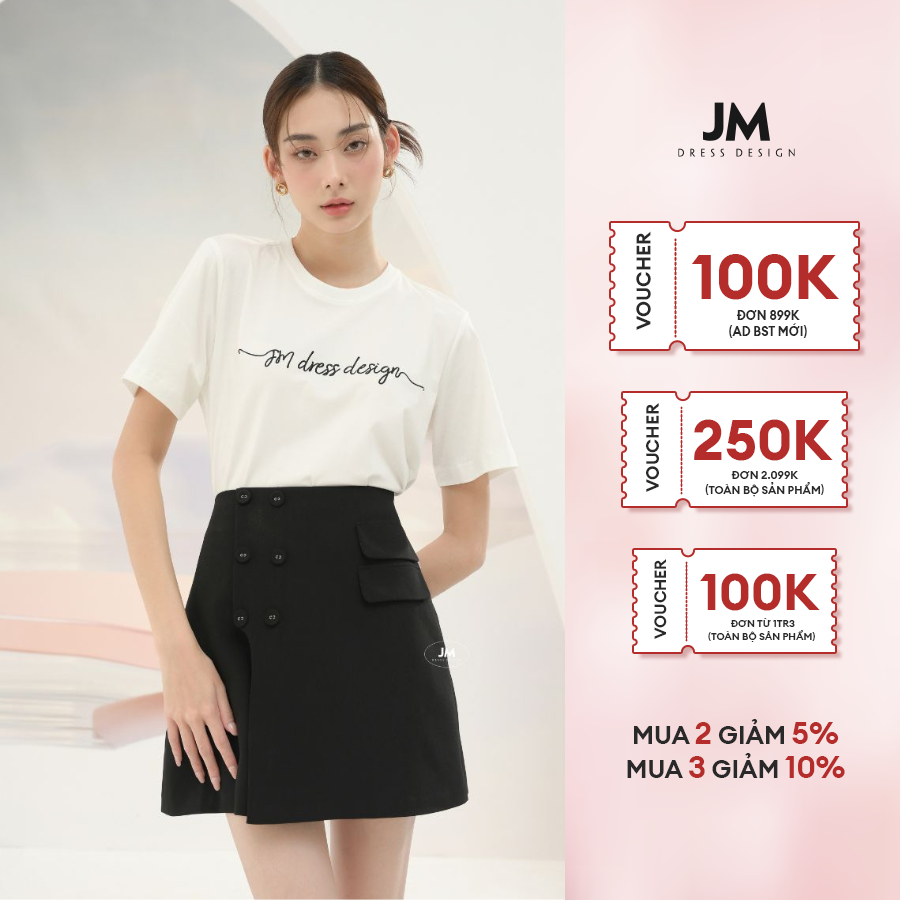 Áo phông nữ from rộng JM Dress Design thêu phom vai vừa 2T41.2208CT