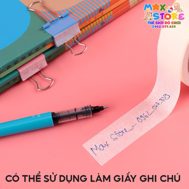 Băng keo giấy băng dính giấy dán khổ 1cm 2cm 5cm cố định giấy vẽ, chặn màu nước, viết tên ghi chú