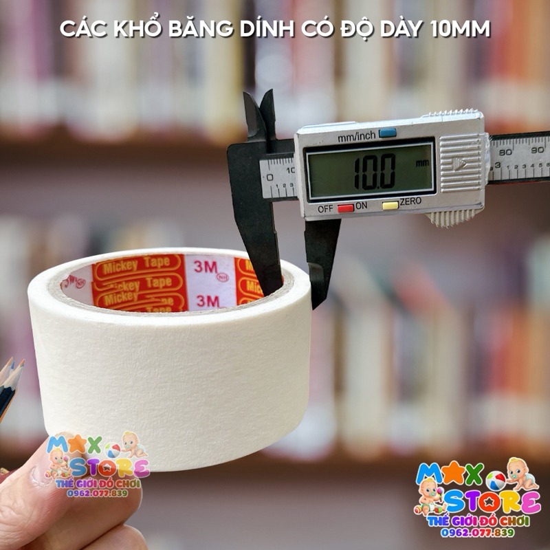 Băng keo giấy băng dính giấy dán khổ 1cm 2cm 5cm cố định giấy vẽ, chặn màu nước, viết tên ghi chú