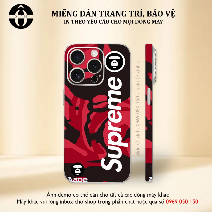 Dán Skin cho IPhone và các dòng máy Android in hình Supreme