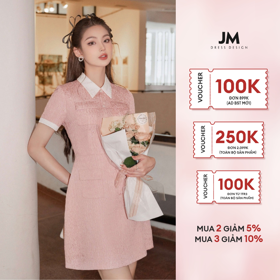 JM Dress Desgin - Đầm cổ đức túi hộp ốp chân A 1S68.2304WF