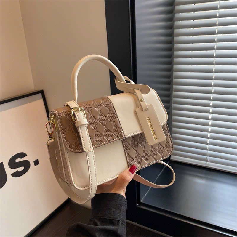 Túi xách nữ đeo chéo cầm tay da phối màu dáng chữ nhật Kèm Móc Fahion