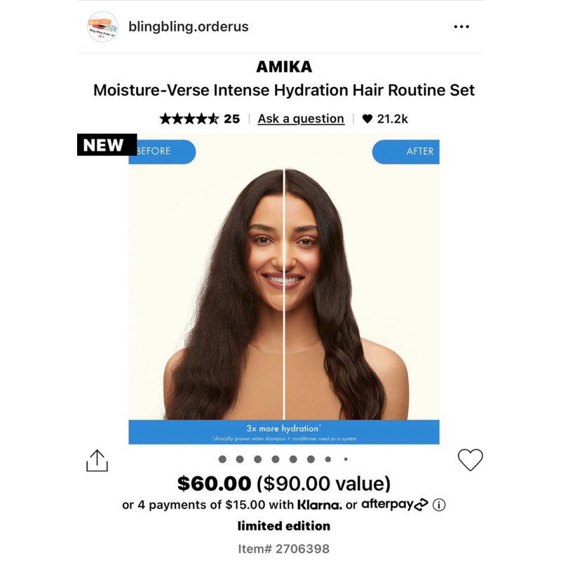 Set dầu gội Amika 4 món $90