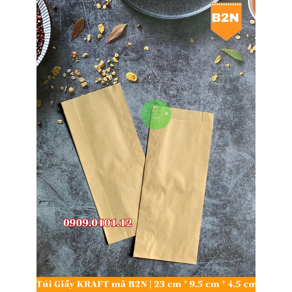 Túi giấy kraft đựng bánh mì, Túi giấy xi măng đựng bánh mì, 50 Túi bánh mì kraft bảo vệ môi trường