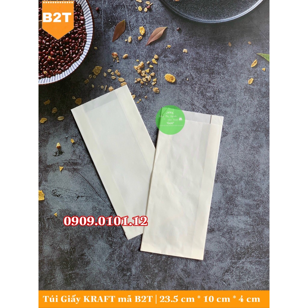 Túi giấy kraft đựng bánh mì, Túi giấy xi măng đựng bánh mì, 50 Túi bánh mì kraft bảo vệ môi trường