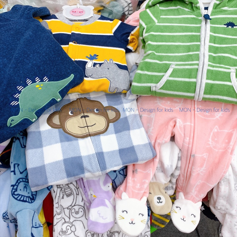 Sleepsuit nỉ, chần bông mẫu mới 2024 hàng xuất dư các hãng cho bé